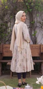 Off-White Botanical Tiered Lace Midi Frock - Image 3